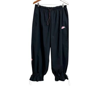 Nike Womens Icon Clash Drawstring Ankle Track Pants XL Black Oversized Baggy